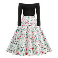 Vestido de mujer con falda estampada con un hombro al descubierto - details 3