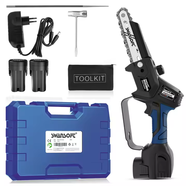 Motosierra Inalámbrica sin Escobillas SWANSOFT 6 Pulgadas Compacta para Cortar Madera, Podar Árboles y Jardín - 1