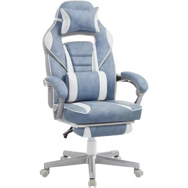 Gaming Ergonómica, con Reposapiés Telescópico, Respaldo Ajustable, Reposacabezas y Soporte Lumbar, - 1
