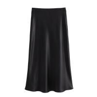 - Falda de cintura alta con textura de satén de seda francesa de estilo único para mujer8632845 - details 11