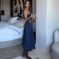 Vestido de moda con hombros descubiertos para mujer, Vestidos largos ajustados sin mangas con espalda descubierta de mezclilla para mujer, Vestidos de primavera y verano 2025 para mujer - details 17