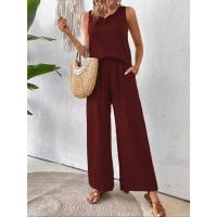 Nuevo, traje de encaje hueco en la espalda de color sólido sin mangas de verano, ropa de mujer - details 3