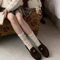 Mocasines sin cordones de ante con punta redonda para mujer, zapatos planos de piel - details 6
