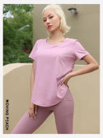 Camiseta deportiva de manga corta para mujer, Top ligero de gimnasio, suave y transpirable, CTQ - details 5