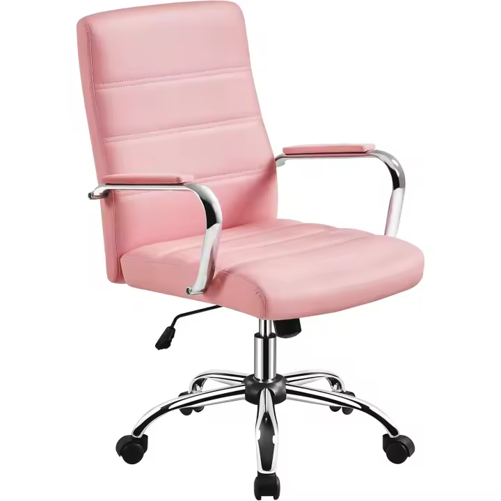 Silla de Trabajo Ajustable de Altura Diseño de Resalto Material Sintético Negro - 1