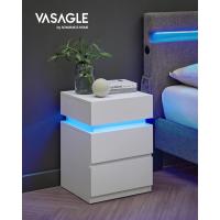 Mesita de Noche con Tira de Luz LED Multicolor Variable, 3 Cajones, Mesa Auxiliar, Estilo Moderno, 35 x 40 x 55 cm, Negro Efecto Madera LET0830B01 - details 12