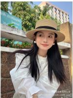 INS primavera y verano sombrero de copa para mujer paja vacaciones junto al mar sombrilla simple moda sombrero de paja sombrero superior plano - details 4