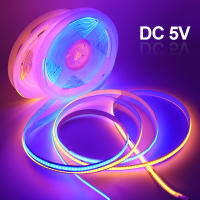 Tira de luces LED COB, iluminación lineal de alta densidad, USB 5V, 320LED/m, cinta Flexible, cálida, Natural, blanco frío, rojo y azul - details 3