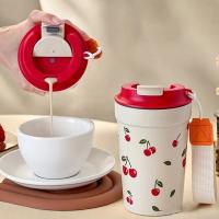 Botella de agua de plástico portátil con cuerda sellada, vaso resistente al frío y al calor para leche y café, 350/400Ml - details 5
