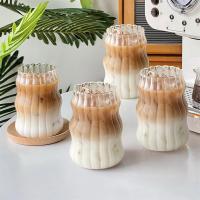 1 taza de vidrio 530 ml vasos de agua taza a rayas vaso resistente al calor perfecto para té jugo leche café para fiesta - details 0