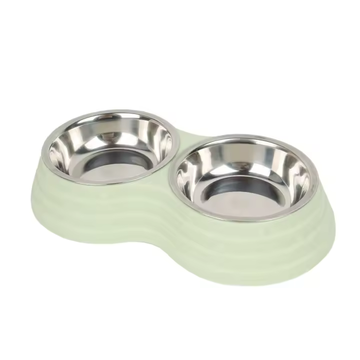 Tazón Doble De Acero Inoxidable Para Mascotas 1pc Doble Propósito Para Alimento Y Agua Ideal Para Gatos Uso Interior Y Exterior - 1