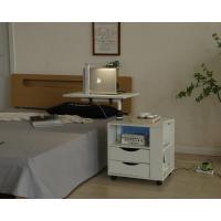 Mesita de noche giratoria funcional ajustable de madera con cajones, ruedas y estante abierto (blanco L) - details 4