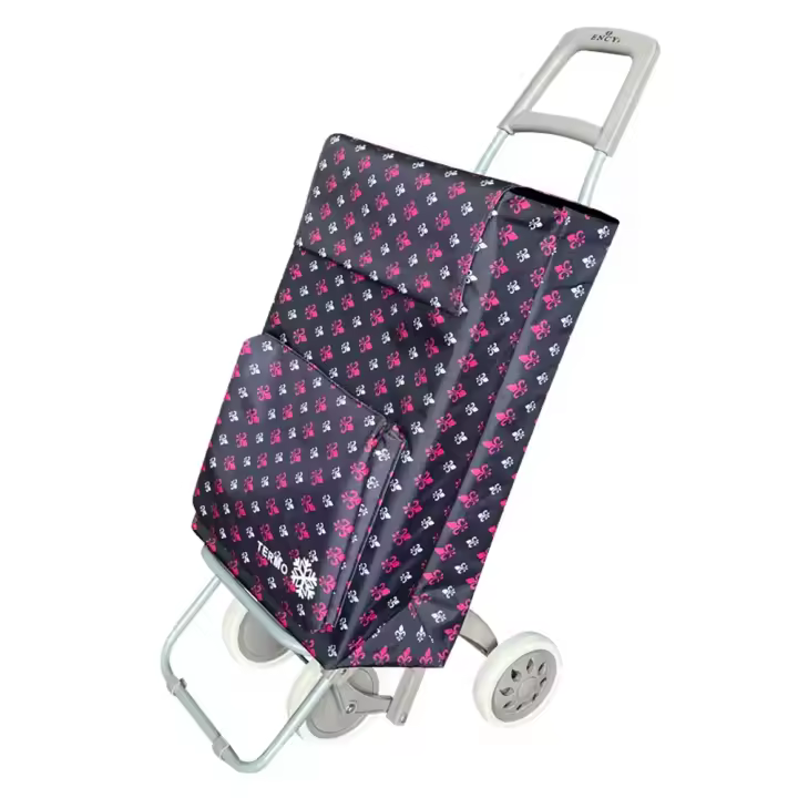 Happy casa Carro Carrito de Compra Plegable Ligero Bolsa Termo 90x30x39cm, Resistente, Plegable, con 4 Ruedas Resistentes, para la Compra de Alimentos, Capacidad de Carga 40 Litros - 1