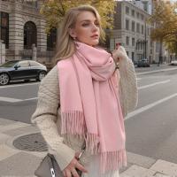 Bufanda de Cachemira de Color liso para mujer, chales gruesos y cálidos de Pashmina con borlas, manta femenina, Hijab, 2024 - details 6