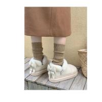 Botas de nieve cortas con nudo de lazo para mujer, zapatos de invierno de felpa y aislamiento, impermeables, de algodón, para el hogar - details 6