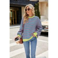 Sudaderas de cuello redondo a rayas para mujer con prendas de vestir exteriores de colores contrastantes - details 25
