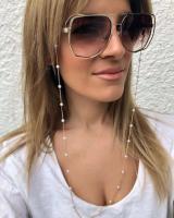 Cadena de Gafas de Plástico Blanco con Cuentas de Perlas y Encanto de Corazón - details 0