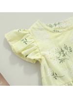 Conjunto de Maternidad Pelele para Bebé con Diadema Mono Floral con Cuello Redondo y Manga Mosca + Diadema para Verano, Azul/Amarillo, 0-24 Meses - details 12