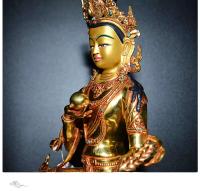 Estatua de Bodhisattva de Cobre Puro de Nepal Hecha a Mano, Completamente Dorada, Longitud de 1 Pie, Decoración del Hogar - details 10