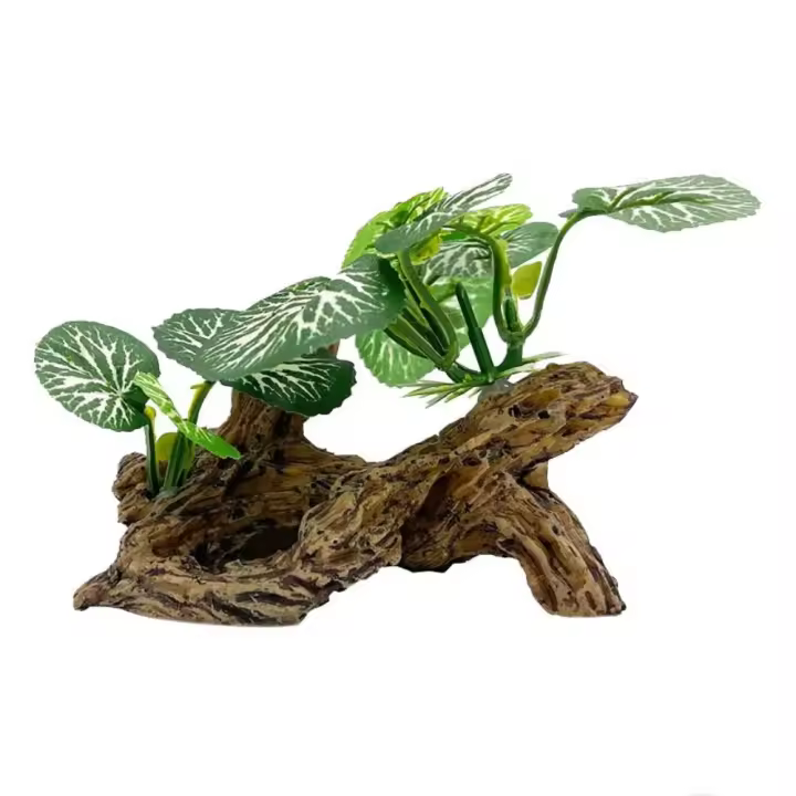 Rama decorativa de madera flotante Artificial, simulación realista de acuario, plantas artificiales, hierba subacuática de plástico, pecera - 1