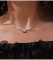 Collar de perlas elegante Colgante de concha suave Collar chapado en oro Joyería de lujo - details 5