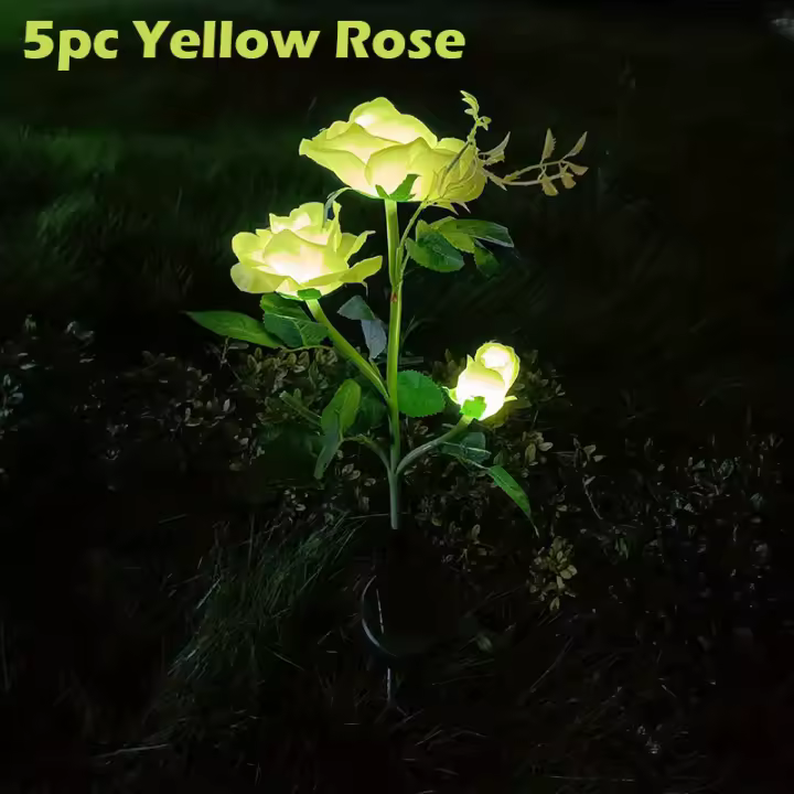 Luz Decorativa de Jardín Solar RXUNS Flores de Rosa Artificial Impermeable para Camino, Porche, Monumento Iluminación Exterior de 10 Lúmenes - 1