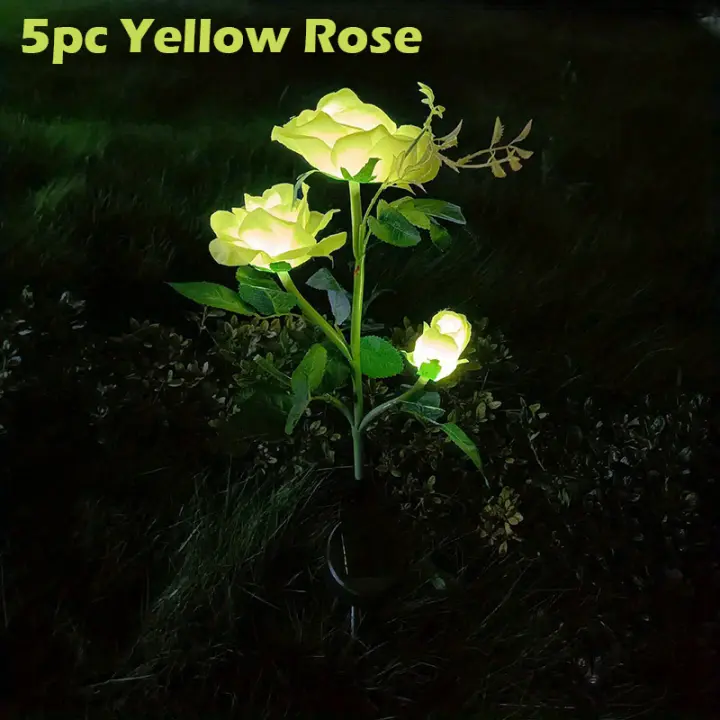 Luz Decorativa de Jardín Solar RXUNS Flores de Rosa Artificial Impermeable para Camino, Porche, Monumento Iluminación Exterior de 10 Lúmenes - 1
