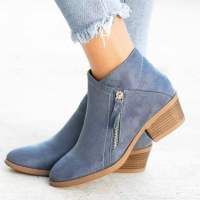 Botas Martin de ante para mujer, tacones gruesos, cremallera lateral, botas cortas de talla grande para mujer - details 1
