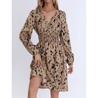 Vestido entallado con estampado de leopardo, cuello en V y manga larga, nueva moda primavera-otoño 2024 para mujer - details 2