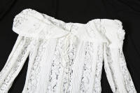 BUNO-Oligai elegante vestido ajustado con hombros descubiertos 2025 nuevo en blanco vestido largo de encaje con mangas acampanadas vestido de invitados de boda para mujer - details 25