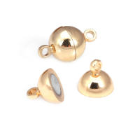 6 juegos de 5MM, 6MM, 8MM, 10MM, 18K, Color dorado, latón, bola ovalada/redonda, collar magnético, pulseras, cierres de conexión, suministros para fabricación de joyas - details 5