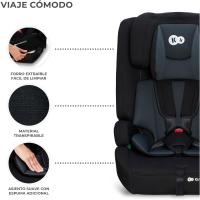 Silla de Coche para Niños Amplia, Suave, Arnés de 5 Puntos, Ajuste de Cabeza, Reductor Modular, Negro - details 9