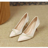 Nuevos y hermosos zapatos de boda de champán francés, nicho de las mujeres, temperamento de alta gama, barra de perlas, zapatos de dama de honor mitzvah, tacones altos. - details 14