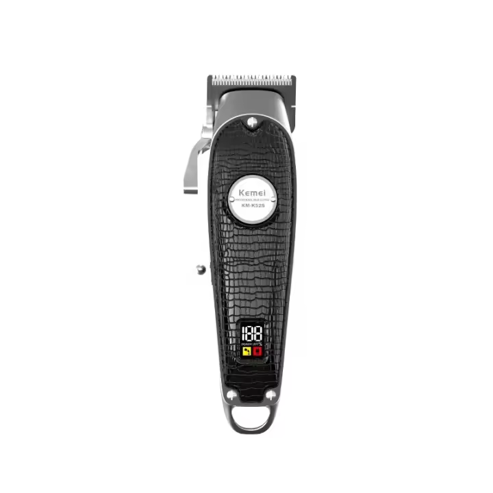 Kemei-cortadora de pelo profesional para hombres, recortadora de pelo inalámbrica, recargable, con pantalla LED, kit de aseo - 1