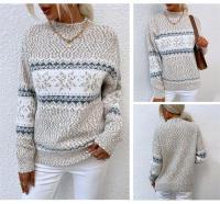 Suéter de cuello alto Medio para mujer, prendas de punto de copos de nieve de Navidad, jersey de cuello redondo, moda de invierno, 2024 - details 10