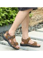 Sandalias de verano para hombre, gruesas, de capa, con puntera abierta, de cuero vacuno, zapatos de playa para hombre, suaves, de moda, de gran tamaño, para exteriores, informales. - details 4