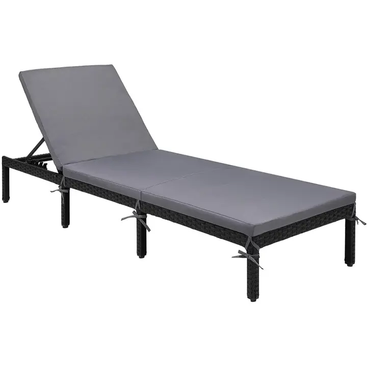 Tumbona reclinable de mimbre para exteriores, silla reclinable para Patio, jardín y piscina - 1