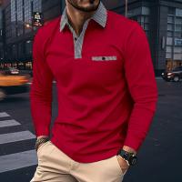 Nueva camiseta de manga larga de moda de primavera y otoño, polo con solapa para hombre a juego con el color. - details 2