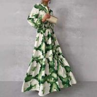 Vestido elegante con estampado plisado y cuello en V para mujer, traje largo de oficina para boda, primavera y verano, A-e, bohemio, 2024 - details 1