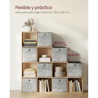 Librería con 10 Cubos, Estantería para Libros con Compartimentos Abiertos, Decoraciones, Fotos, Plantas, Salón, Dormitorio, Estudio, 29 x 129,5 x 129,5 cm, Marrón Rústico - details 12
