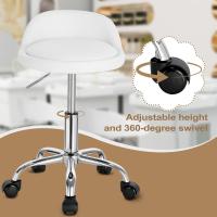 Silla de Oficina de Cuero Sintético Silla de Escritorio sin Brazos Taburete Giratorio para Sala de Masaje SPA Taburete de Tocador Blanco - details 4