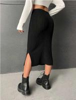 Nueva falda de punto de lana con abertura de longitud media para otoño e invierno, y encaje de cintura alta, adecuada para la moda informal de las mujeres - details 1