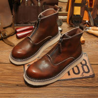 Cuero genuino de alta gama, piel de vaca de primera capa, transpirable, botas de hombre con suela blanda, zapatos de piel de vaca pura. - details 0