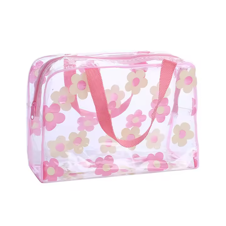 Bolsa de almacenamiento de maquillaje de PVC transparente, gran capacidad y diseño ligero para gestión de artículos pequeños - 1