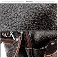 Bolso bandolera para hombre, piel auténtica de becerro, suave,bandolera cruzada de hombro, informal - details 9