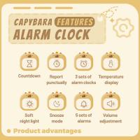 Reloj LED junto a la cama, despertador para niños, entrenador de sueño para niños, pantalla de temperatura con Control recargable, capibara Digital bonito - details 5