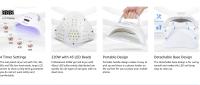 UV LED [Uñas] [Lámpara], 220W UV [Uñas] Luz de esmalte con soporte para teléfono Secador de esmalte de gel profesional Curado [Lámpara] con 4 ajustes de temporizador, sensor automático 45 cuentas para [Uñas] Diseño de arte - details 1