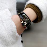 Pulsera trenzada con cuentas de madera para hombre y mujer, brazalete Unisex con diseño de nicho de estrella Guay, nota Musical, cuerda de mano, estilo Hippie gitano, 1-2 piezas - details 1