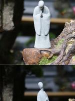 Estatua de piedra de Buda, monjes budista pequeño, figuritas de budismo tibetano, adorno de jardín Zen, meditación, decoración del acuario del hogar - details 6