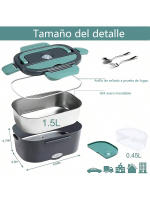 Fiambrera eléctrica 2 en 1 con calefacción para coche y hogar, 220 V, 1,5 L, 60 W, portátil, de acero inoxidable, contenedor de comida tipo bento. - details 1